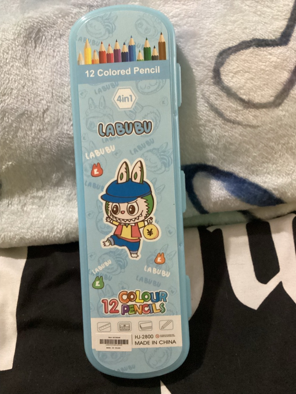 Labubu Kids 12-Color Pencil Set - Light Blue
